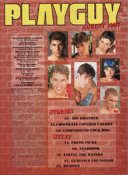 1997 Playguy August / Pull Down Your PJ's + Roadies + Three Stories of Fantasy and Erotica