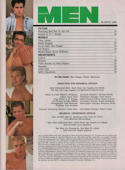 1988 March MEN Advocate / Don Logan / Two Erotic Stories